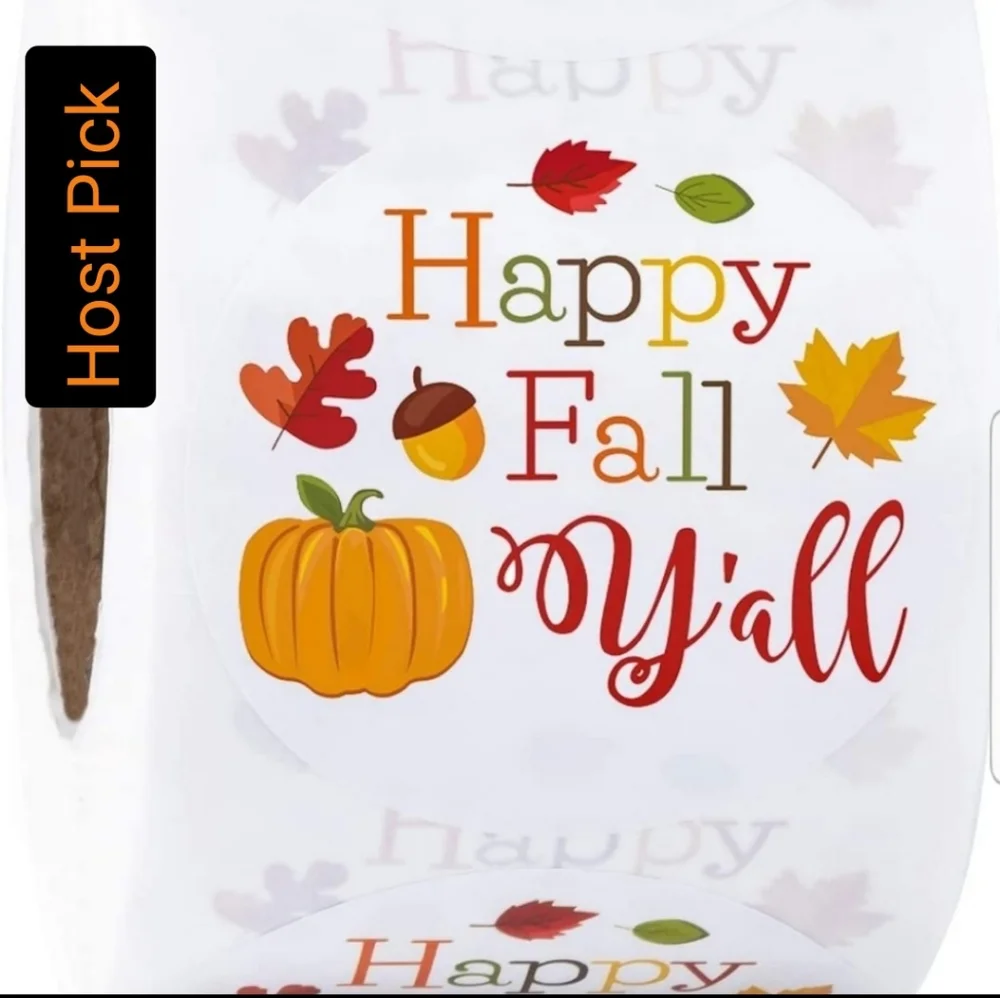 50 ct : Happy Fall Y'all Stickers are 2 x 2 Inch